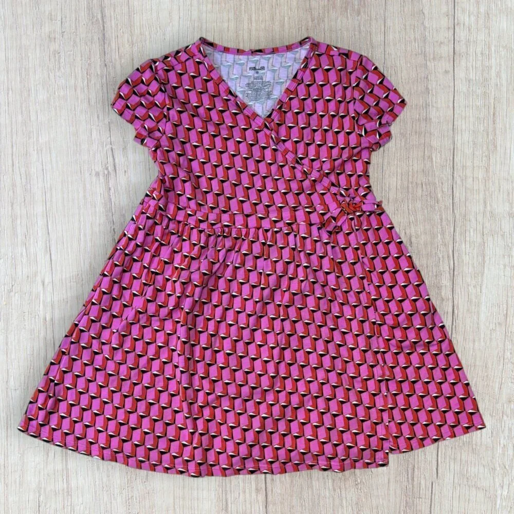 Diane Von Furstenburg X Target Pink Orange Black Geometric Knit Dress Girl 10/12